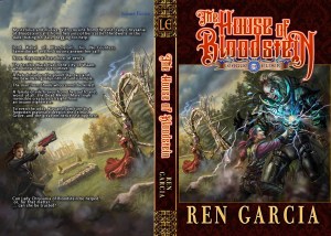Cover mockup for the House of Bloodstein, volume 1 (artwork and lettering by Carol Phillips)